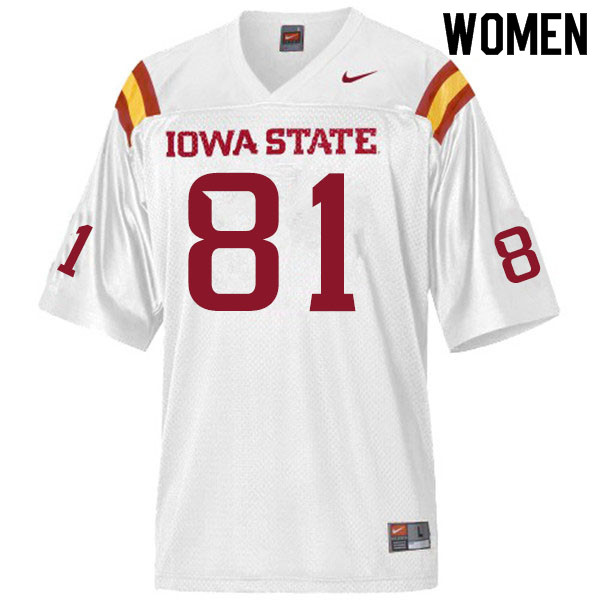 Iowa State Cyclones Women's #81 D'Shayne James Nike NCAA Authentic White College Stitched Football Jersey TJ42D45AL